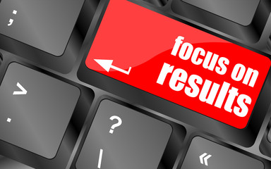 Poster - Modern keyboard focus on results text. Technology concept