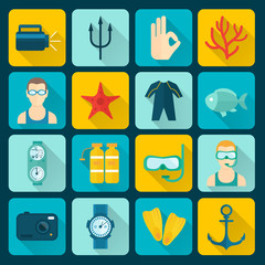 Wall Mural - Diving Icons Set