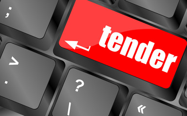 Poster - Button on Modern Computer Keyboard with Word tender, business