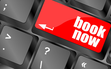 Poster - Book now button on keyboard key, web icon, web button
