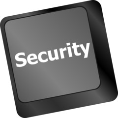 Poster - security button on the keyboard key, business concept