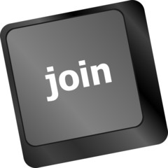 Poster - Computer keyboard key join, business concept