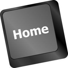 Poster - home words on computer keyboard, social concept