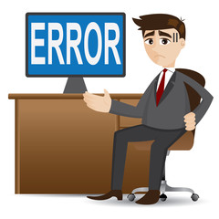 Wall Mural - cartoon businessman showing error computer