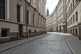 Fototapeta Uliczki - Deserted city street. Europe.