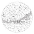 High detailed sky map of Southern hemisphere with names