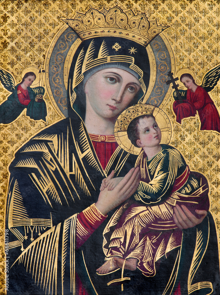 Brugge - The Icon of Madonna in st. Giles church - obrazy, fototapety, plakaty 