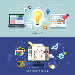 Wall Mural - flat design for graphic design and coding