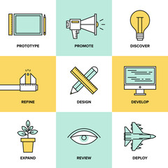 Studio product development flat icons