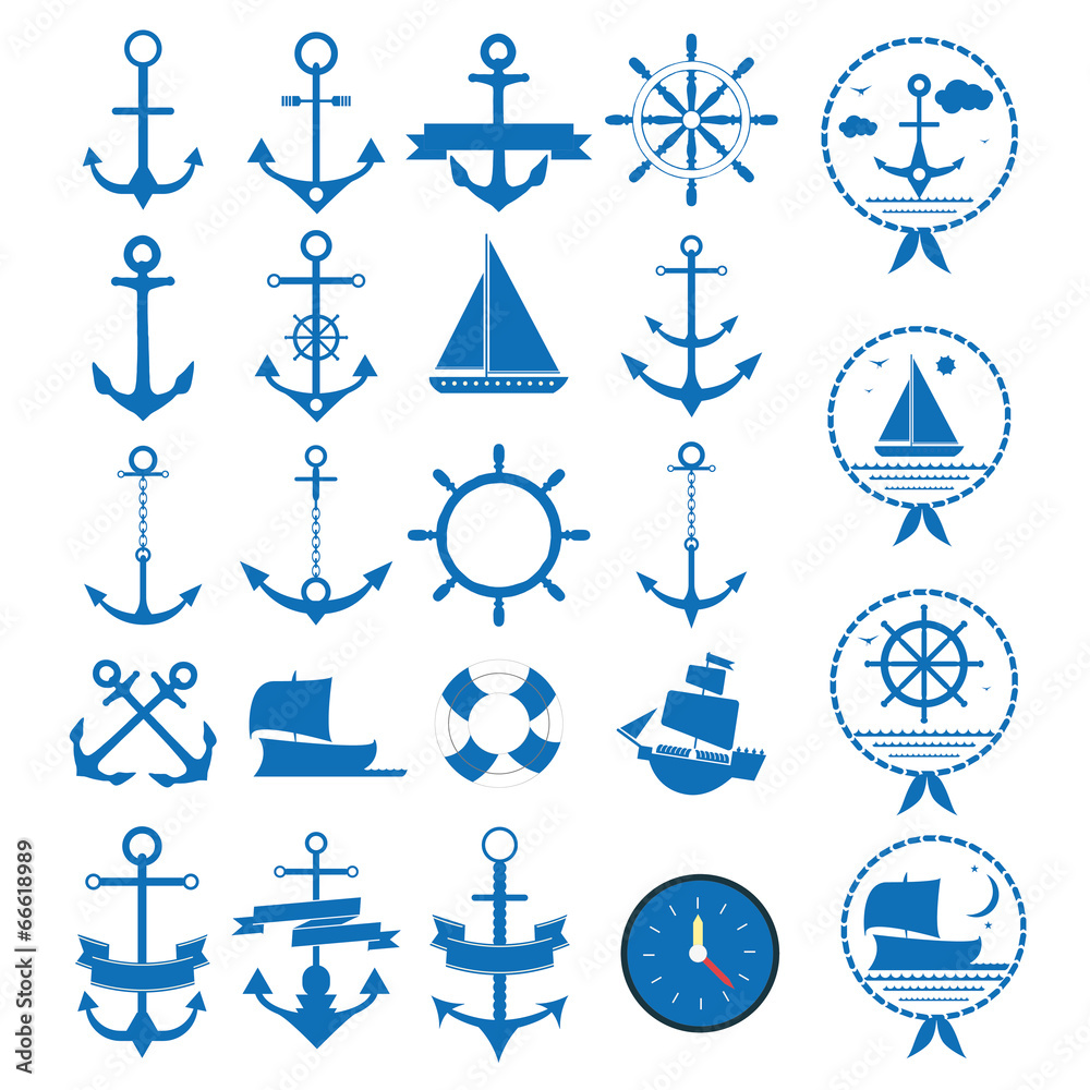 marine icons vector set