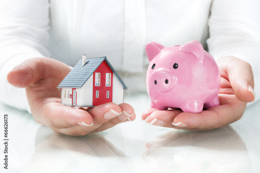 concept of mortgage and savings - obrazy, fototapety, plakaty 