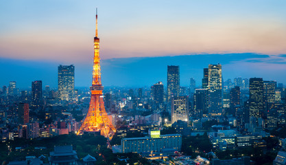 Fototapete - Tokyo Tower bei Nacht