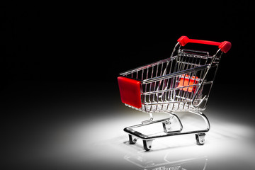 shopping cart on black background