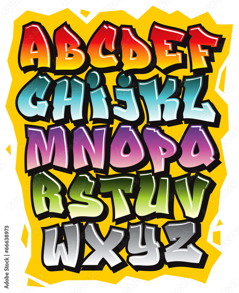 Cartoon comic graffiti doodle font alphabet. Vector Stock Vector