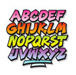 Bright cartoon comic graffiti doodle font alphabet. Vector