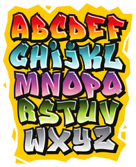 Cartoon comic graffiti doodle font alphabet. Vector