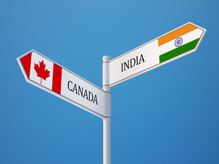 Poster - Canada India  Sign Flags Concept