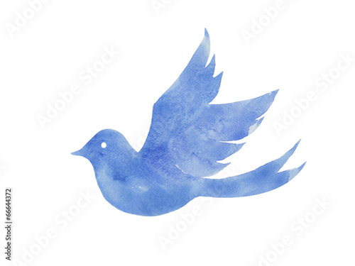 青い鳥の水彩イラスト