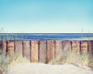 Beach and Wooden Fence