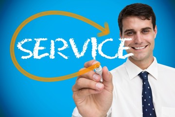 Poster - Businessman writing the word service