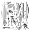 Vector illustration of artificial fishing lures