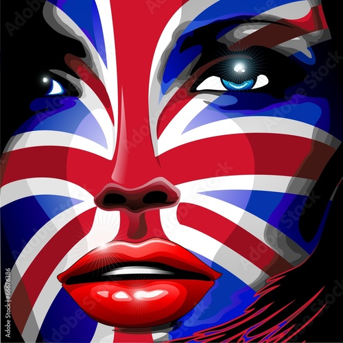 UK Union Jack Flag Girl Portrait