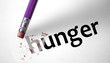 Eraser deleting the word Hunger