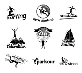 Sticker - Extreme sports label sketch