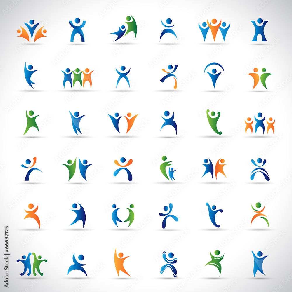 Abstract Human Symbols Set. Success, Celebration Stock Vector | Adobe Stock