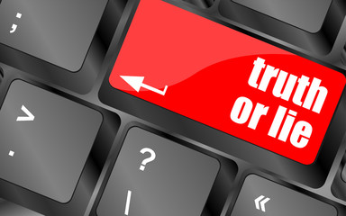 Poster - truth or lie button on computer keyboard key