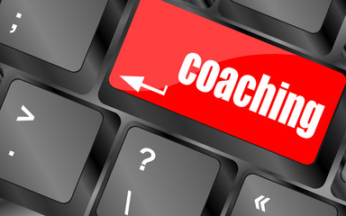 Poster - Coaching Button on Modern Computer Keyboard with Word coaching