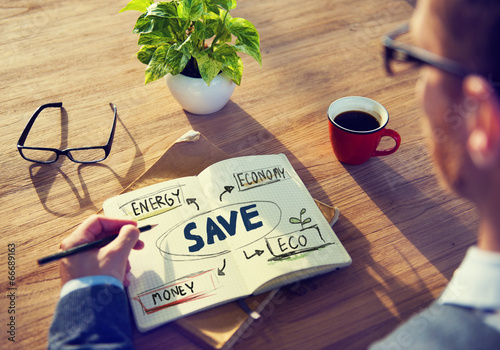 Businessman with Energy and Environmental Concept Poster