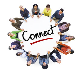 Sticker - Diverse People in a Circle with Connect Concept
