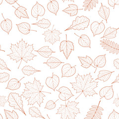 Seamless autumn leaves pattern template.