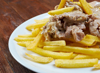 Sticker - Slice pork  and french fries