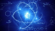 Shiny Atom Model And Chemistry Formulas Loopable