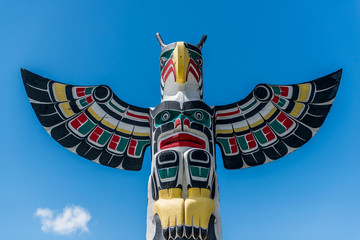 Totem pole at Duncan Vancouver island