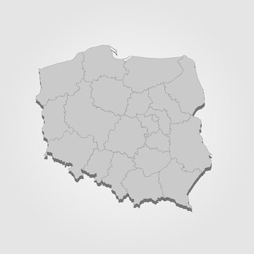 Fototapete - Landkarte Polen in grau