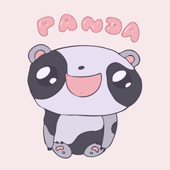 cute panda (bear), vector illustration, hand drawn