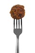Meatball on a fork isolated over white