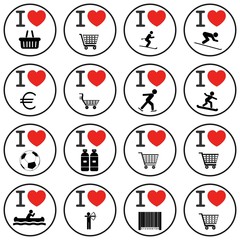 Sticker - 16 symboles J'aime