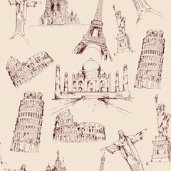 Poster - World landmark seamless pattern