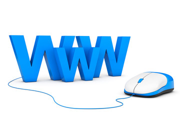 Aufkleber - Internet Concept. WWW sign connected to computer mouse