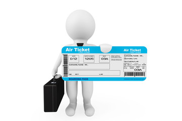 Aufkleber - 3d businessman hold Airline boarding pass ticket