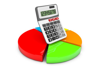 Poster - Business Concept. Calculator and colorful chart