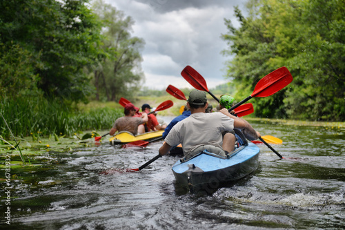 Fotomural 2014 Ukraine river Sula river rafting kayaking editorial photo