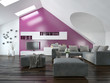 © XtravaganT - Apartment living room interior with purple accent