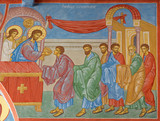 Bruges - Fresco of the Communion of the apostle scene