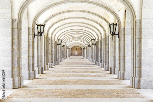 Naklejka - mata magnetyczna na lodówkę Covered corridor in Valley of the Fallen (Valle de los Caidos),