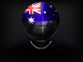 Wall Mural - Australian racer with flag on helmet vector closeup